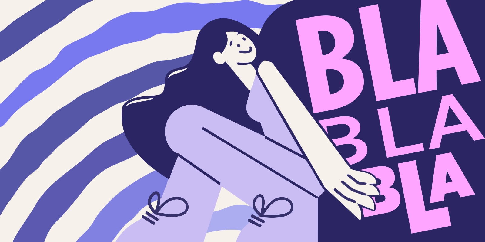 Ilustración de una persona hablando sola, representando el monólogo interior en el aprendizaje de idiomas